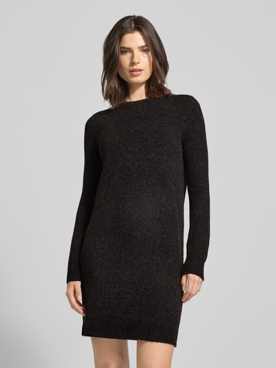 VERO MODA Fließendes Strickkleid mit langen Ärmeln Modell 'DOFFY' Dunkelbraun Melange 4