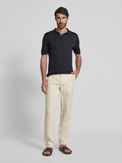 MAERZ Muenchen Regular fit poloshirt met ribboorden Marineblauw - 1