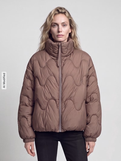 HUGO Steppjacke mit hohem Stehkragen Modell 'Falbala-1' Beige 4