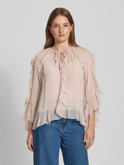 Marc Cain Bluse aus Viskose mit Volants Kitt 4