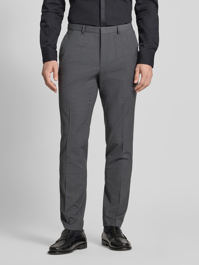 HUGO Slim fit pantalon van wolmix, model 'HESTEN' Antraciet gemêleerd - 4