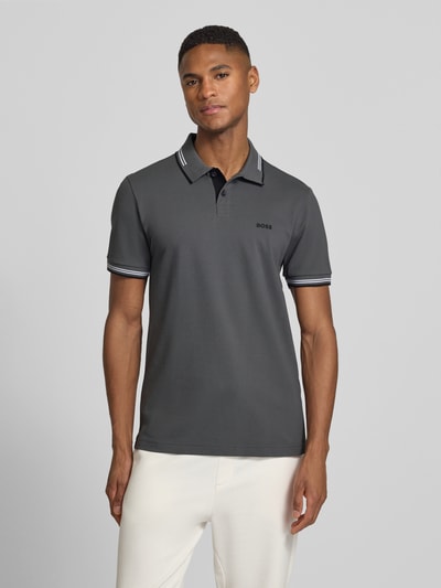 BOSS Green Koszulka polo z czystej bawełny, krój slim fit, model 'PAUL' Średnioszary 4