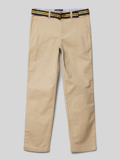 Polo Ralph Lauren Kids Stoffhose mit Stoffgürtel Modell 'BEDFORD' Beige 1