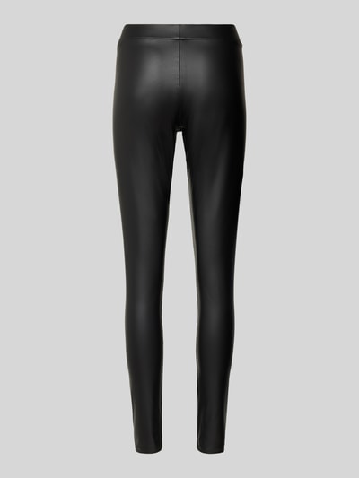 PIECES Slim Fit Hose in Lederoptik mit elastischem Bund Modell 'NEW SHINY' Black 3