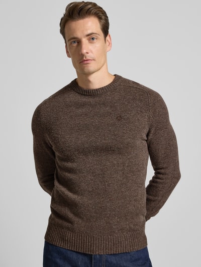 MCNEAL Regular fit gebreide pullover van pure wol Chocoladebruin gemêleerd - 3