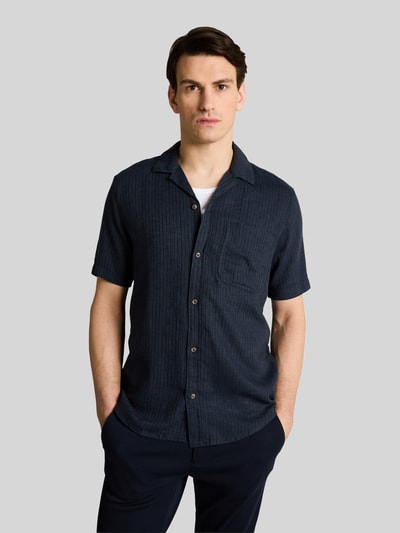 Tom Tailor Regular Fit Freizeithemd aus Leinen-Baumwolle-Mix Marine 4