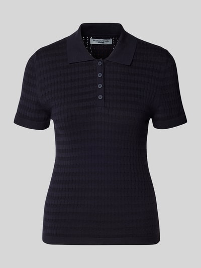 Marc O'Polo Denim Gebreid shirt met polokraag en knoopsluiting Marineblauw - 2