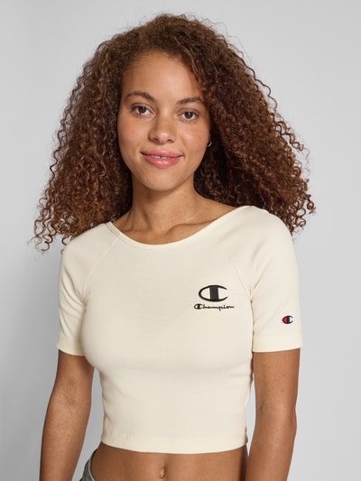 CHAMPION Fitted Fit Crop Shirt mit Label-Stitching Ecru 3