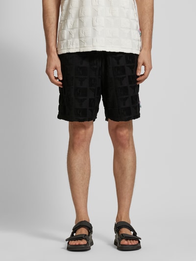 CARLO COLUCCI Regular Fit Sweatshorts mit Strukturmuster Modell 'BEACHWEAR' Black 4