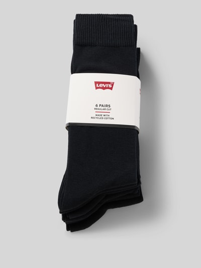 Produktfoto, schwarze Socken aus Baumwoll-Mix im 6er-Pack von Levi's®, schlichte Optik, glatte Textur, Herren Socken von Levi's®
