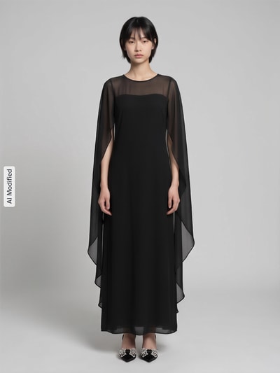 Lauren Ralph Lauren Fließendes Abendkleid mit Cape-Detail Black 4