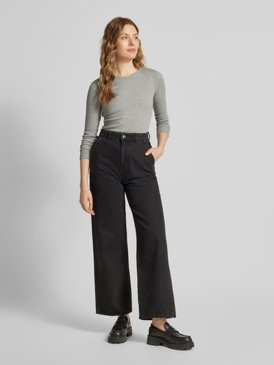 Vero Moda Regular Fit Langarmshirt aus Baumwoll-Mix mit Effektgarn Modell 'CHLOE' Hellgrau Melange 1