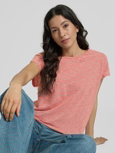 Armedangels T-Shirt mit geripptem Rundhalsausschnitt Modell 'ONELIAA' Rot 3