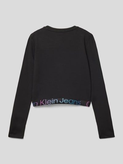 Calvin Klein Jeans Shirt met lange mouwen en labelprint, model 'PUNTO' Zwart - 3