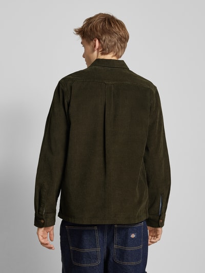 Jack & Jones Regular fit ribcordoverhemd met paspelzakken op de borst, model 'EDDIE' Olijfgroen - 5