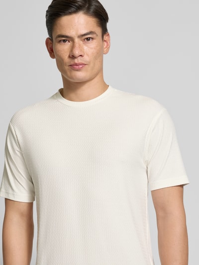 Drykorn T-Shirt mit geripptem Rundhalsausschnitt Modell 'GILBERD' Offwhite 3