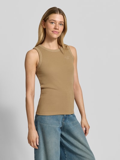 MOS MOSH Tanktop mit Logo-Stitching Modell 'Ara' Cognac 4