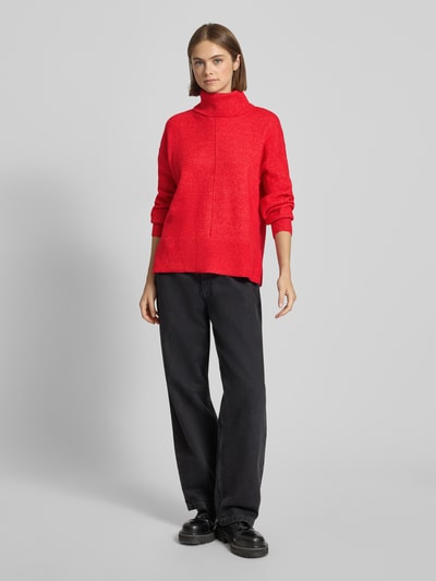 PIECES Regular Fit Rollkragenpullover mit Woll-Anteil Modell 'MALOU' Rot 1