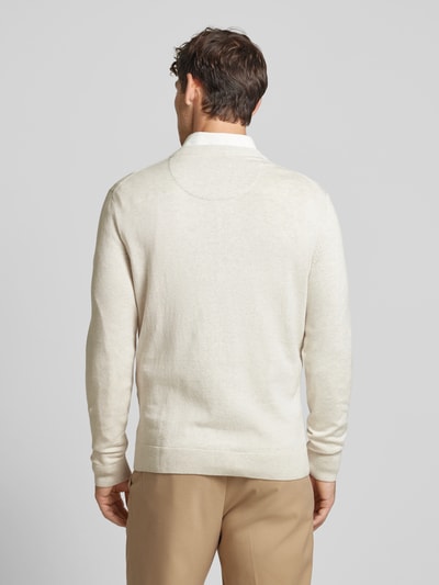 Tom Tailor Regular Fit Strickpullover mit V-Ausschnitt Offwhite 5