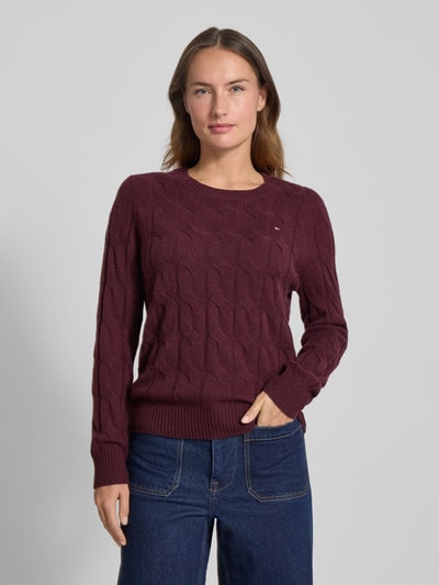 Tommy Hilfiger Sweter z dzianiny o kroju regular fit z czystej wełny Bordowy 4
