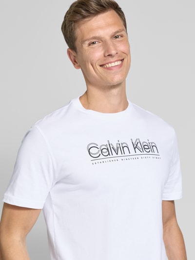 CK Calvin Klein T-Shirt mit Label-Print Weiss 3