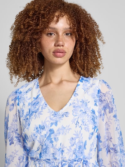 Only Getailleerde chiffon jurk met all-over motief, model 'MIRIAM' Wit - 3