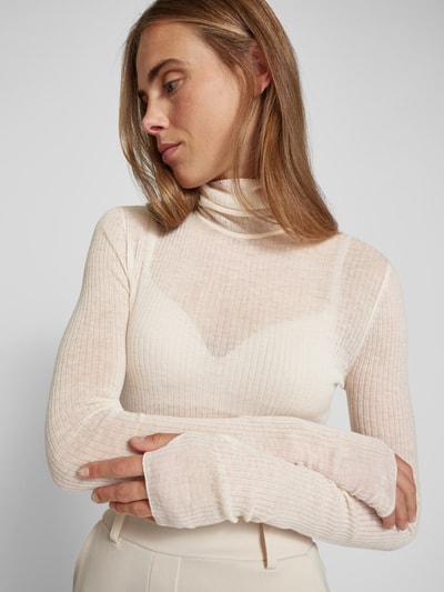 Patrizia Pepe Strickpullover mit Rollkragen Modell 'MAGLIA ESSENTIAL' Offwhite 3