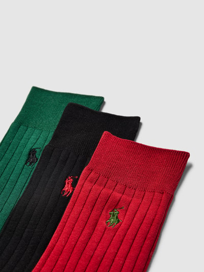 Polo Ralph Lauren Underwear Sokken met labelstitching in een set van 3 paar Rood - 2