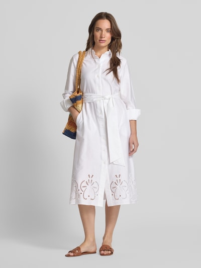Seidensticker Sukienka koszulowa z haftem angielskim Biały 1