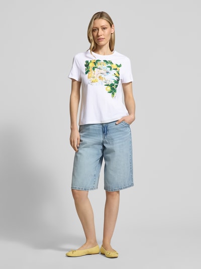 Marc Cain T-shirt met labelprint en ronde hals Wit - 1