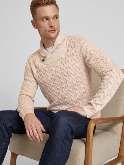 Jack & Jones Premium Sweter z dzianiny ze stójką model ‘CRASH’ Złamany biały 3