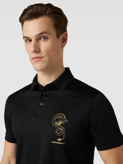 Emporio Armani Koszulka polo z wyhaftowanym motywem i logo Czarny 3