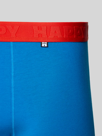 Produktfoto, Slim Fit Boxershorts mit Logo-Detail im 3er-Pack von Happy Socks, leuchtend blau, roter Elastischer-Logo-Bund, Baumwoll-Mix