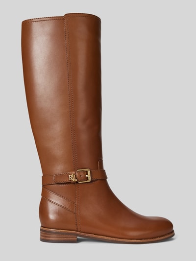 Lauren Ralph Lauren Kozaki z naturalnej skóry z detalem z logo Koniakowy 2