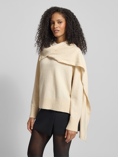 Jake*s Collection Strickpullover mit Schal Ecru 4