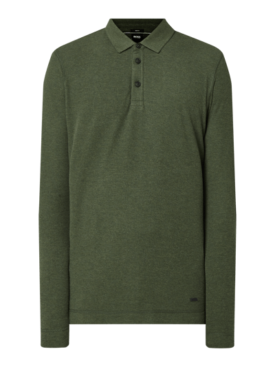 BOSS Orange Slim Fit Poloshirt mit langen Ärmeln Modell 'Prix' Oliv 2