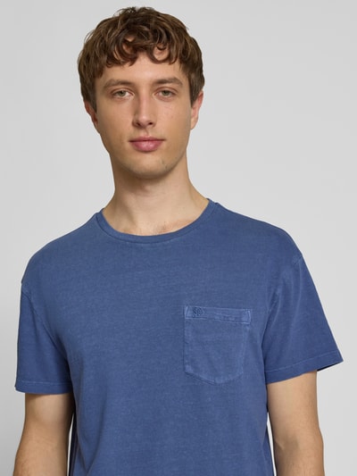 Superdry T-Shirt aus Baumwoll-Leinen-Mix mit Brusttasche Blau 3