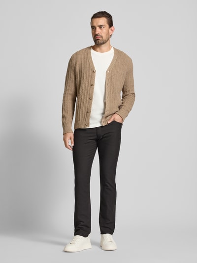 bugatti Regular fit broek met labeldetail, model 'CORDOBA' Middenbruin - 1