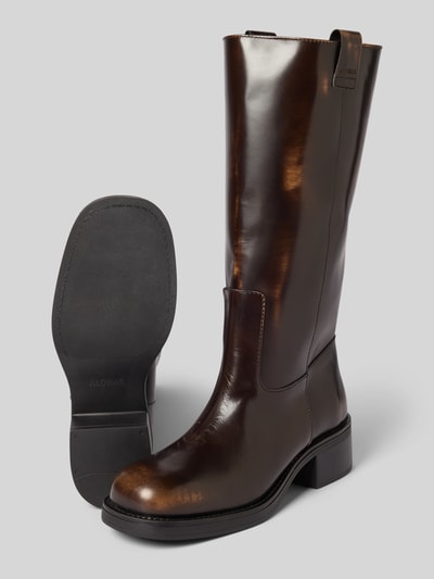 ALOHAS Kozaki ze skóry naturalnej z wytłoczonym logo model ‘Sajan’ Ciemnobrązowy 4