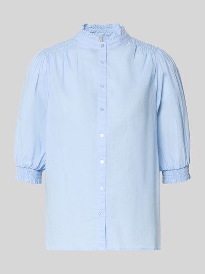 Produktfoto, Regular Fit Bluse mit Stehkragen Modell 'CALISTE' von Soyaconcept, hellblau, reine Bio-Baumwolle, glatte Struktur