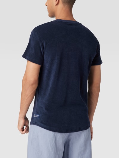 Tom Tailor Denim T-Shirt aus Frottee mit Label-Stitching Dunkelblau 5