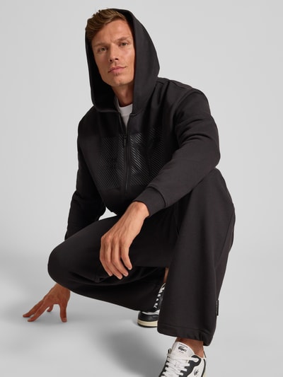 CARLO COLUCCI Sweatjacke mit Logo-Print und Zweiwege-Reißverschluss Black 3