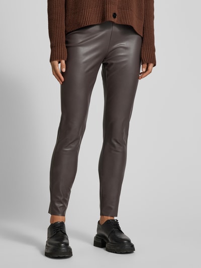 Raffaello Rossi Skinny fit broek in leerlook Donkerbruin - 4