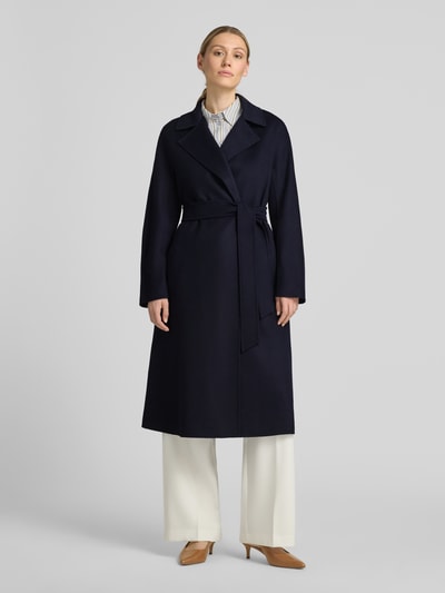 Max Mara Studio regular fit lange wollen jas met kasjmier model 'CLES' Donkerblauw - 4