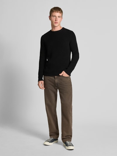 REVIEW Gebreide pullover met structuurmotief Zwart - 1