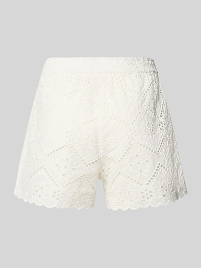 Produktfoto, witte korte broek met ajourwerk, loose fit, elastische band, puur katoen, Shorts met Lochstickerei Modell 'MEAVE' van MC2 Saint Barth