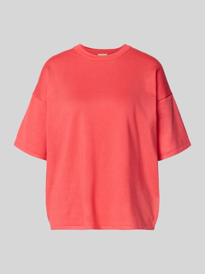 Produktfoto, Relaxed Fit Shirt aus Viskose-Mix Modell 'LULS' von ICHI in Koralle mit Rundhalsausschnitt, glatte Oberfläche, Damen Shirt