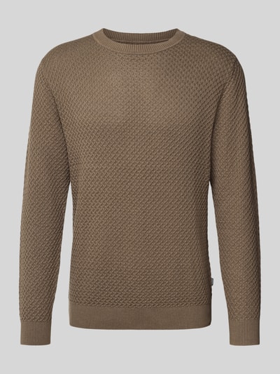 Jack & Jones Premium Strickpullover mit Strukturmuster Modell 'BARKLEY' Taupe 2