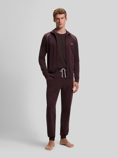 BOSS Langarmshirt mit kleinem Logo-Schriftzug Dunkelbraun 1