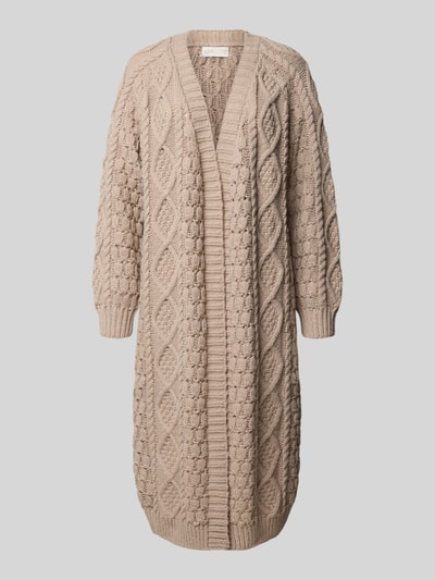 Apricot Longcardigan mit gerippten Abschlüssen Taupe 2